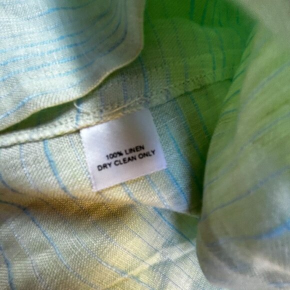 Craig Taylor Men's Button Down Long Sleeve Top Lightweight Linen Stripe Green - Picture 4 of 8